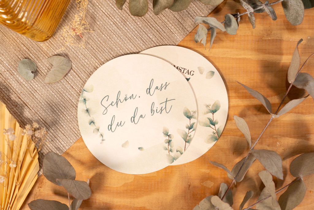 Bierdeckel mit Aufschrift